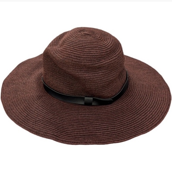 Woven Hat Brown Black Belted Foldable Packable Sun Travel Fashion One Size - Picture 5 of 14